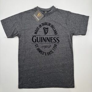 GUINNESS Short Sleeve Crew T-Shirt‎ Small Relaxed Black Grindle Felt Logo NWT